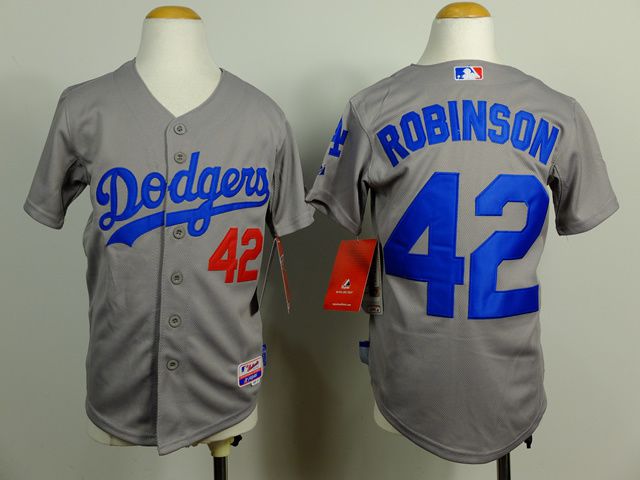 Youth Los Angeles Dodgers #42 Robinson Grey MLB Jerseys->los angeles dodgers->MLB Jersey